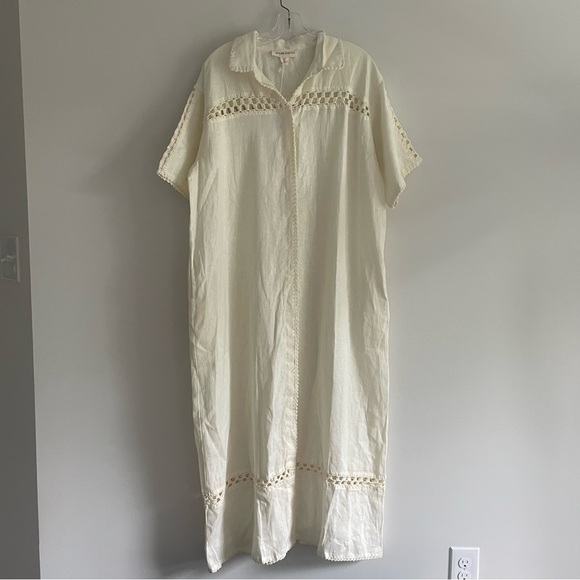 Like New Maurie and Eve Golden Hour Maxi Linen Crochet Dress Off White 8 - Picture 2 of 9